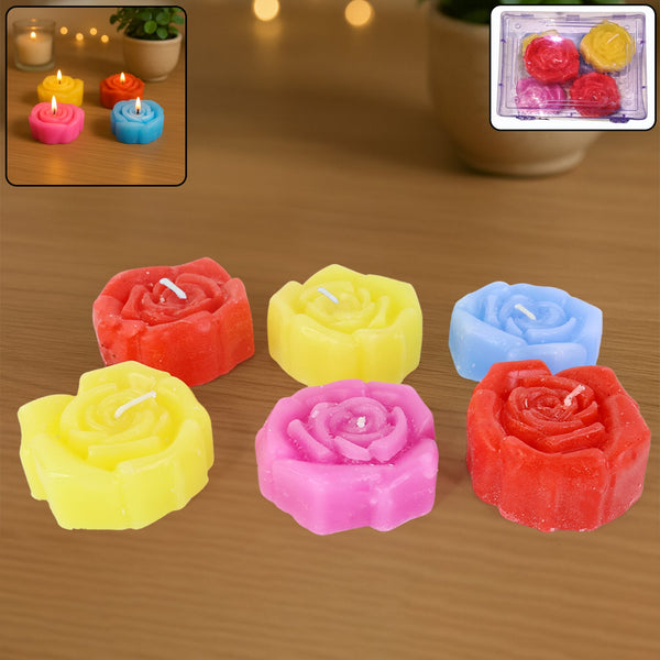 Rose Shaped Wax Candle Set (6 Pc)